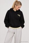 Kapüşonlu Baskılı Oversize Örme Sweatshirt SİYAH LRN0080