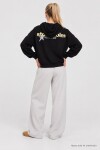 Kapüşonlu Baskılı Oversize Örme Sweatshirt SİYAH LRN0080