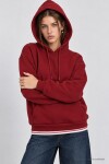 Kapüşonlu Oversize Şardonlu Örme Sweatshirt BORDO LEN0042