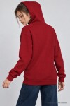 Kapüşonlu Oversize Şardonlu Örme Sweatshirt BORDO LEN0042