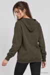 Kapüşonlu Oversize Şardonlu Örme Sweatshirt HAKİ LEN0042