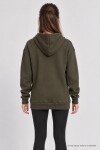 Kapüşonlu Oversize Şardonlu Örme Sweatshirt HAKİ LEN0042
