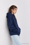 Kapüşonlu Oversize Şardonlu Örme Sweatshirt LACİVERT LEN0042