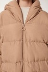 Kapüşonlu Oversize Uzun Şişme Kaban CAMEL LNT0001