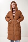 Kapüşonlu Oversize Uzun Şişme Kaban TABA LNT0001
