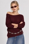 Kayık Yaka Mevsimlik Triko Kazak 4307 BORDO LKİ0065