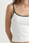 Kontrast Şeritli Askılı Örme Atlet BEYAZ LACİVERT LUB0373