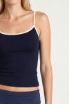 Kontrast Şeritli Askılı Örme Atlet LACİVERT BEYAZ LUB0373