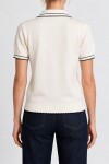 Kontrast Şeritli Polo Yaka Triko Bluz 4342 KEMİK LKİ0053
