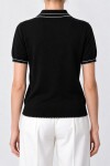 Kontrast Şeritli Polo Yaka Triko Bluz 4342 SİYAH LKİ0053