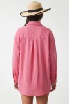Oversize Basic Müslin Gömlek KOYU PEMBE LMX0002