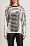 Oversize Çizgili Mevsimlik Kazak 4446 EKRU SİYAH LKİ0077