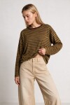 Oversize Çizgili Mevsimlik Kazak 4446 HAKİ KAHVERENGİ LKİ0077