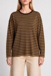 Oversize Çizgili Mevsimlik Kazak 4446 HAKİ KAHVERENGİ LKİ0077