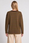 Oversize Çizgili Mevsimlik Kazak 4446 HAKİ KAHVERENGİ LKİ0077