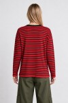 Oversize Çizgili Mevsimlik Kazak 4446 KIRMIZI SİYAH LKİ0077