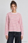 Oversize Çizgili Örme Sweatshirt KIRMIZI BEYAZ LRN0079