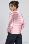 Oversize Çizgili Örme Sweatshirt KIRMIZI BEYAZ LRN0079