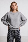 Oversize Şardonlu Basic Sweatshirt GRİ MELANJ LRN0082