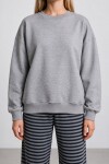 Oversize Şardonlu Basic Sweatshirt GRİ MELANJ LRN0082