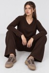 Rahat Esnek V Yaka Modal Takım KAHVERENGİ LRN0076