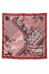 Saten Yüzeyli Desenli Fular KİREMİT LACİVERT LNW0001