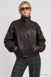 Suni Deri Biker Ceket KAHVERENGİ LAZ0022
