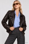 Suni Deri Biker Ceket KAHVERENGİ LAZ0022