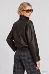 Suni Deri Biker Ceket KAHVERENGİ LAZ0022