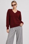 V Yaka Oversize Triko Kazak 4289 BORDO LKİ0061