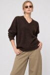 V Yaka Oversize Triko Kazak 4289 KAHVERENGİ LKİ0061