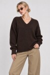 V Yaka Oversize Triko Kazak 4289 KAHVERENGİ LKİ0061
