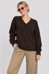V Yaka Oversize Triko Kazak 4289 KAHVERENGİ LKİ0061