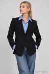 Vatkalı Blazer Dokuma Ceket SİYAH LNT0049