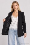 Vatkalı Büzgü Detaylı Dokuma Blazer Ceket SİYAH LNT0050