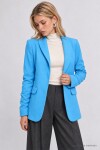 Vatkalı Büzgü Detaylı Dokuma Blazer Ceket TURKUAZ LNT0050