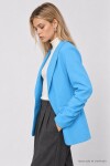 Vatkalı Büzgü Detaylı Dokuma Blazer Ceket TURKUAZ LNT0050