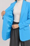 Vatkalı Büzgü Detaylı Dokuma Blazer Ceket TURKUAZ LNT0050