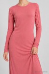 Yırtmaçlı Fitilli Örme Elbise PEMBE LNZ0011